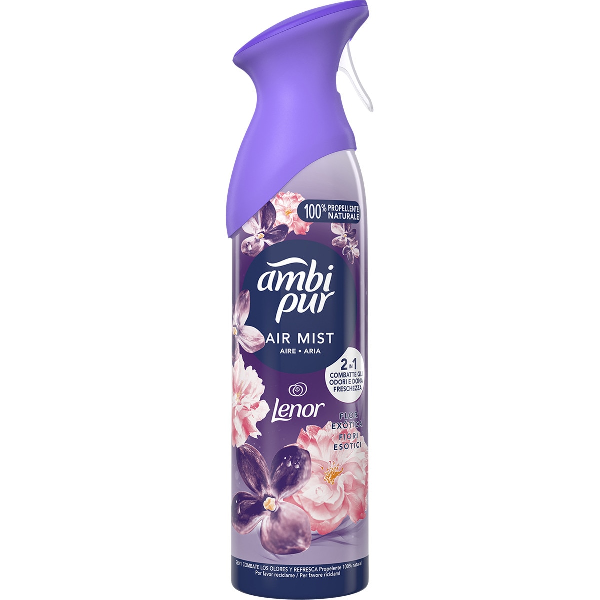 Ambipur- ambientador Air Mist Lenor 2 en 1 Flores Exóticas pistola 185 ml