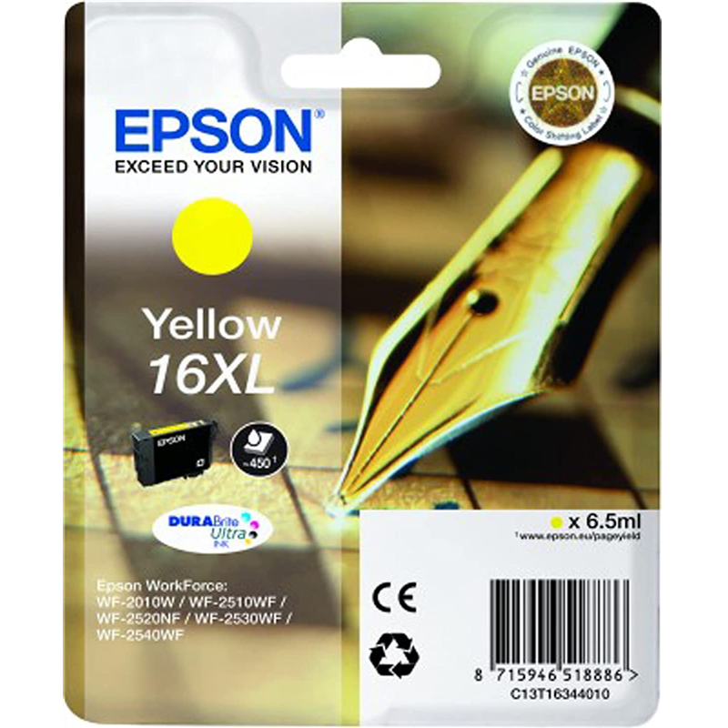 Cartucho Epson 16XL Amarillo WF-2010 WF-2520 WF-2530 WF-2054