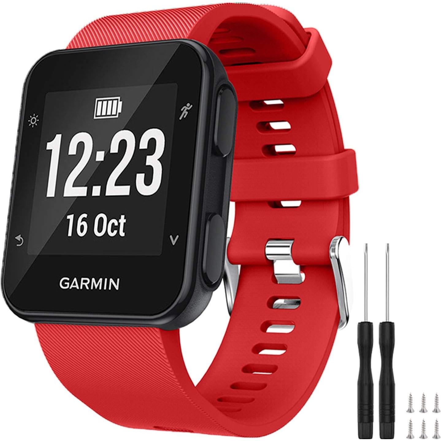 Correa de repuesto de silicona suave para reloj inteligente Garmin Forerunner 35, compatible con muñecas de 5,11 a 9,05 pulgadas (130 a 230 mm), color rojo