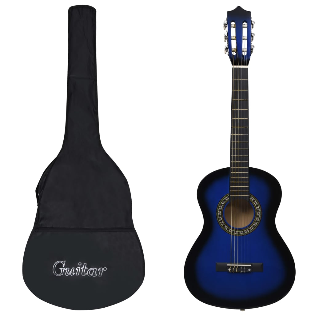 vidaXL Guitarra Clásica para Principiantes y Niño con Funda 1/2 34" Músico Color Marrón claro,  Marrón oscuro,  Azul y mas