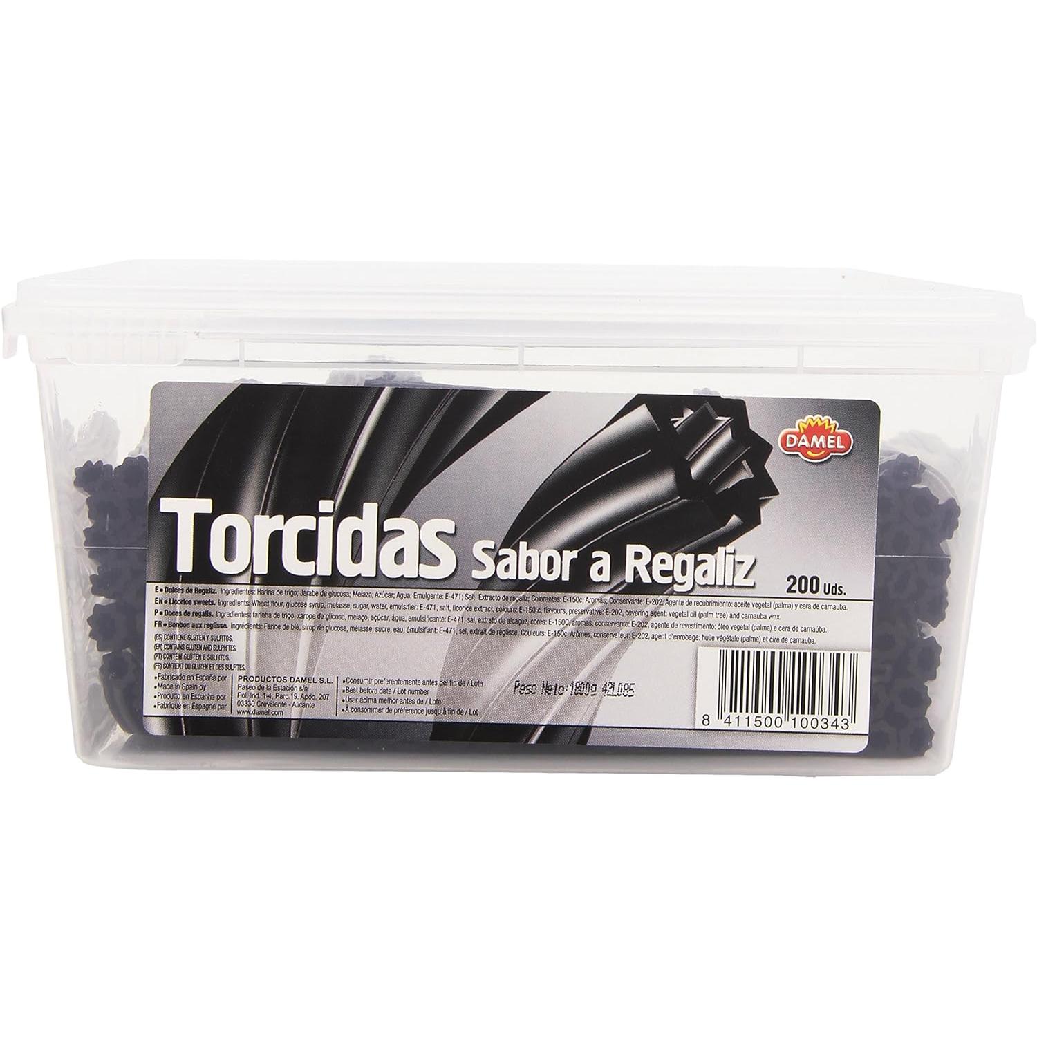 Damel Torcidas Sabor a Regaliz: Negro o Rojo - Estuche de 200 unidades - Con Cobertura Brillo