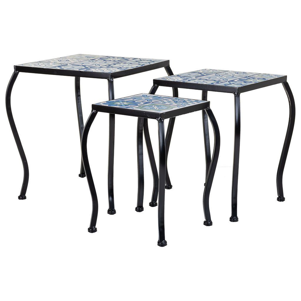 Soportes Set 3 Pzas De Mosaico Y Forja Negro 33x33x37cm, El mejor complemento para tu hogar