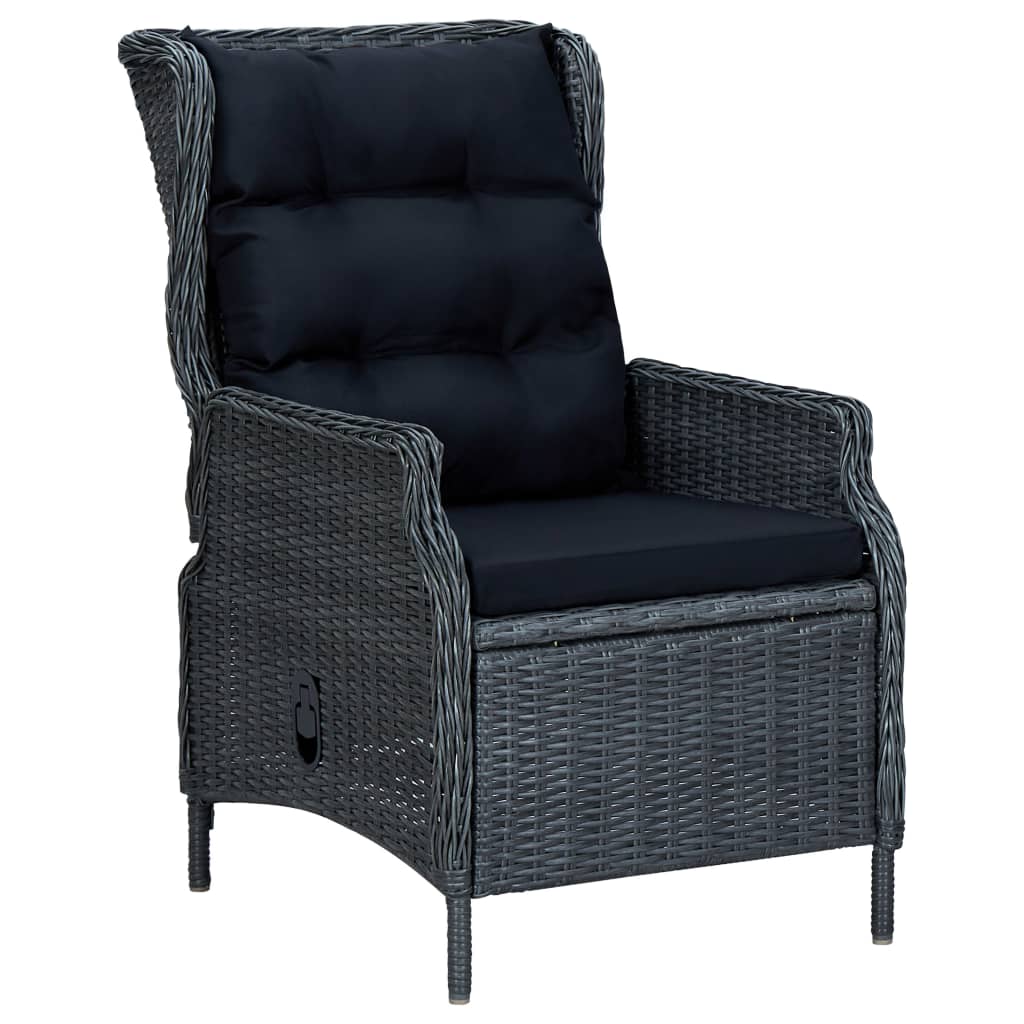 vidaXL Sillón reclinable de jardín cojines ratán sintético