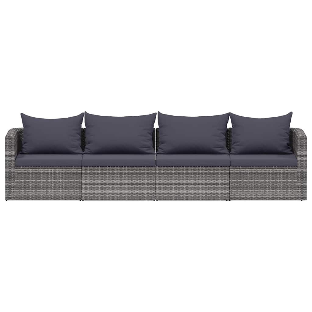 vidaXL Set de sofás de jardín 4 piezas y cojines ratán sintético gris