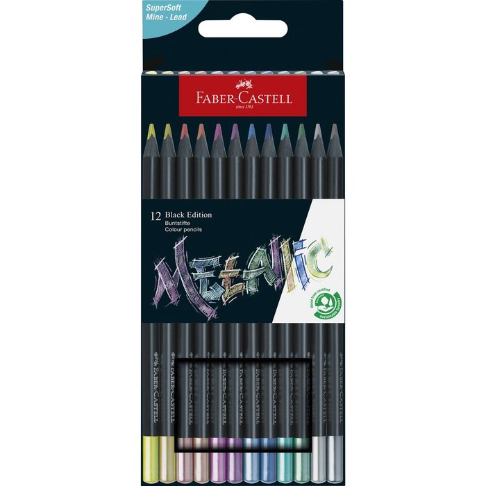 FABER LAPIZ FABER CASTELL BLACK EDITION 12 COLORES METALIZADOS BLACK EDITION