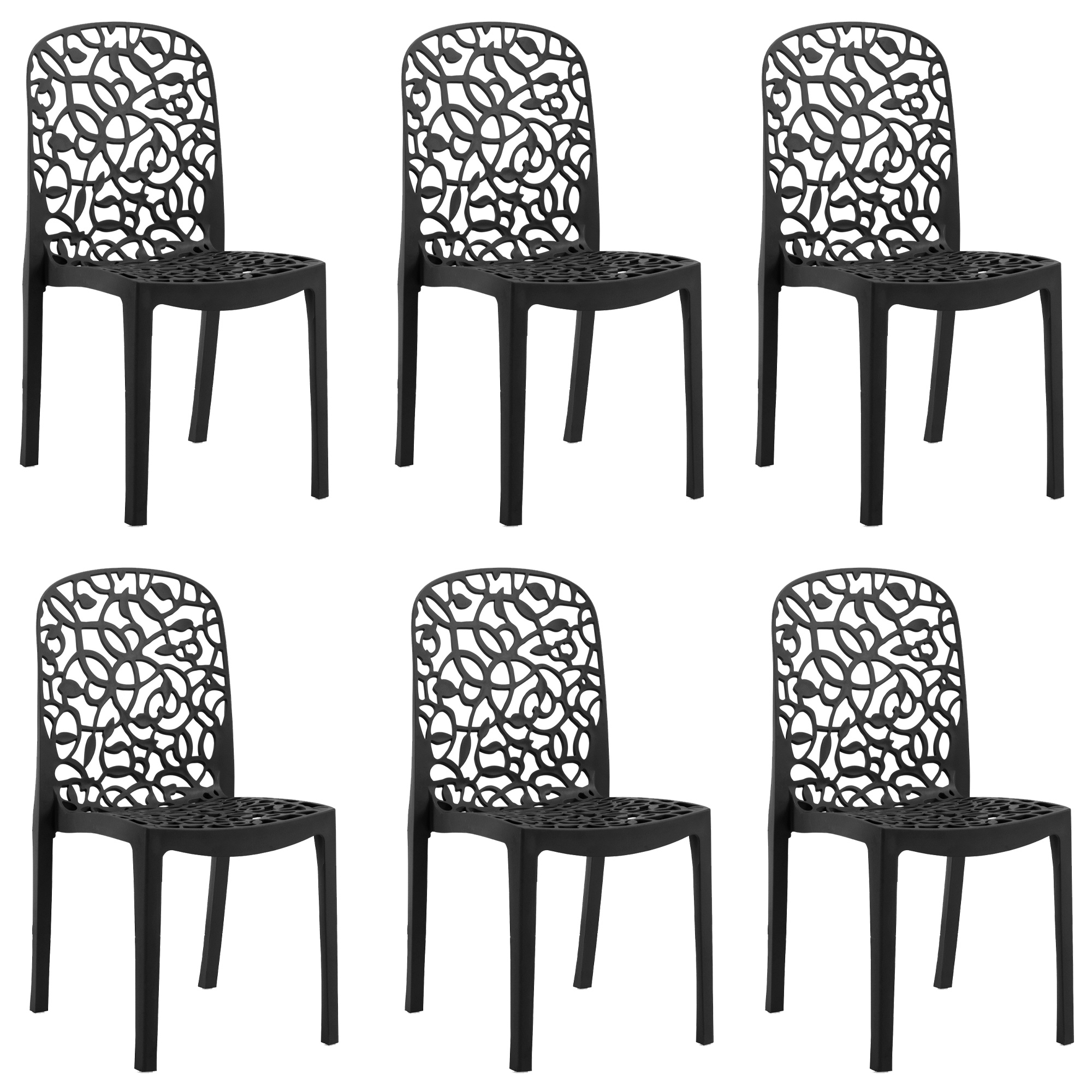 Shaf Set 6 Sillas Flora Blancas para Jardín o Terraza