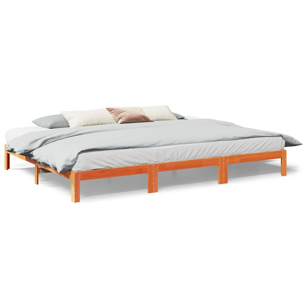 vidaXL Estructura cama familiar sin colchón marrón encerado 240x200 cm