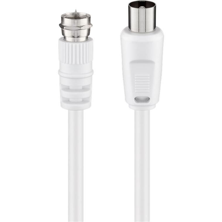 Goobay 11728 - Cable coaxial (F, IEC, 5 m, Macho/Hembra, Blanco, 75 Ω)