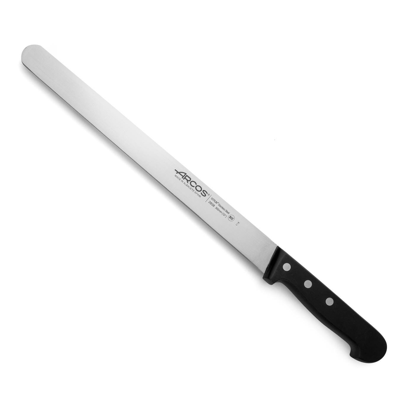 Arcos Serie Universal - Cuchillo Jamonero - Hoja de Acero Inoxidable NITRUM 300 mm - Mango de Polioximetileno (POM) Color Negro