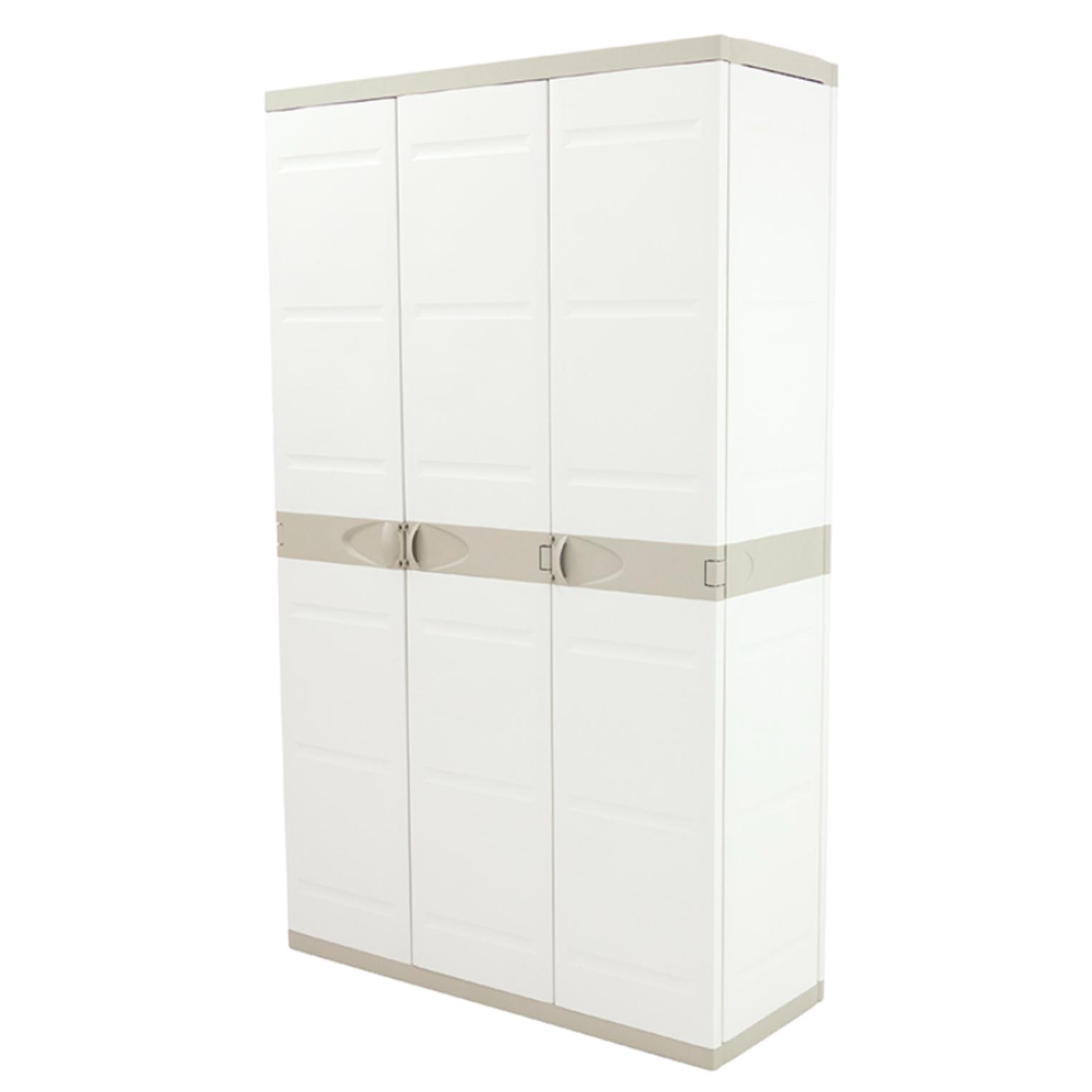 Armario Multiusos  Exterior / Interior - 3 Puertas y 4 Baldas - 176 x 105 x 41 cm - Beige Recamania Plastiken