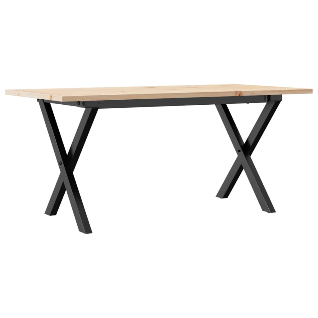 Vidaxl Mesa de Centro Marco X Madera Maciza Pino y Hierro 100x50x45 Cm Mesita de Salón o Comedor o Auxiliar Mesa de Café Meuble Salón