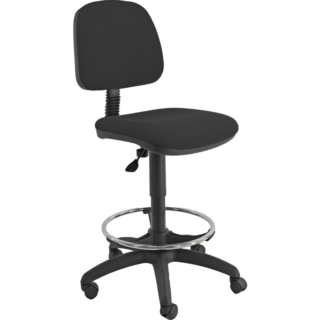 Unisit taburete esos e4s giratorio regulable c/respaldo reposapiés tapizado negro