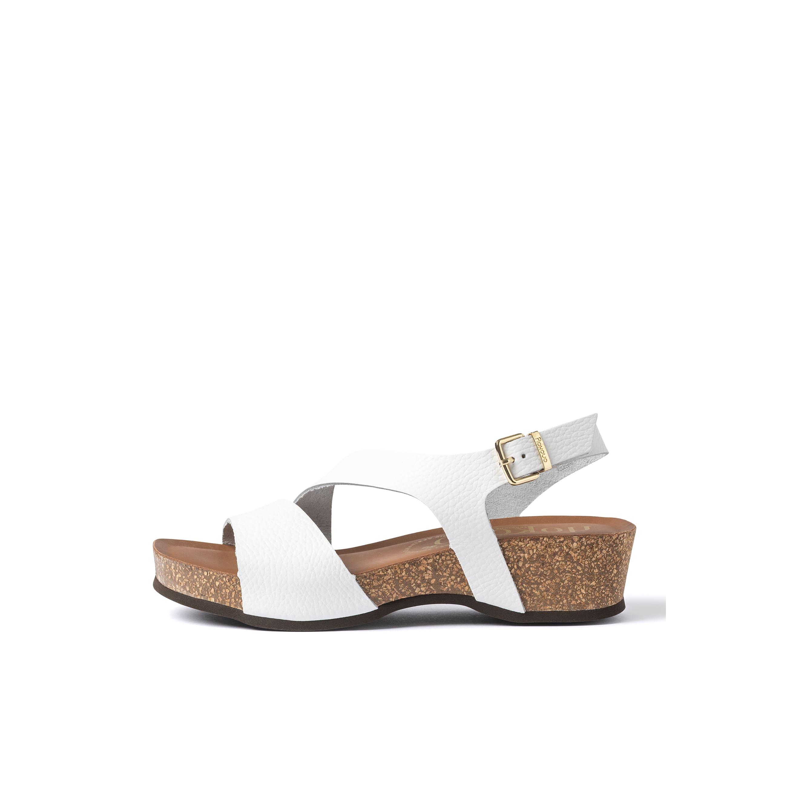 YOKONO Sandalia cuña BOGO-264 BLANCO | Zapatos mujer Primavera-Verano | Piel vacuna  Opak | 4 CM