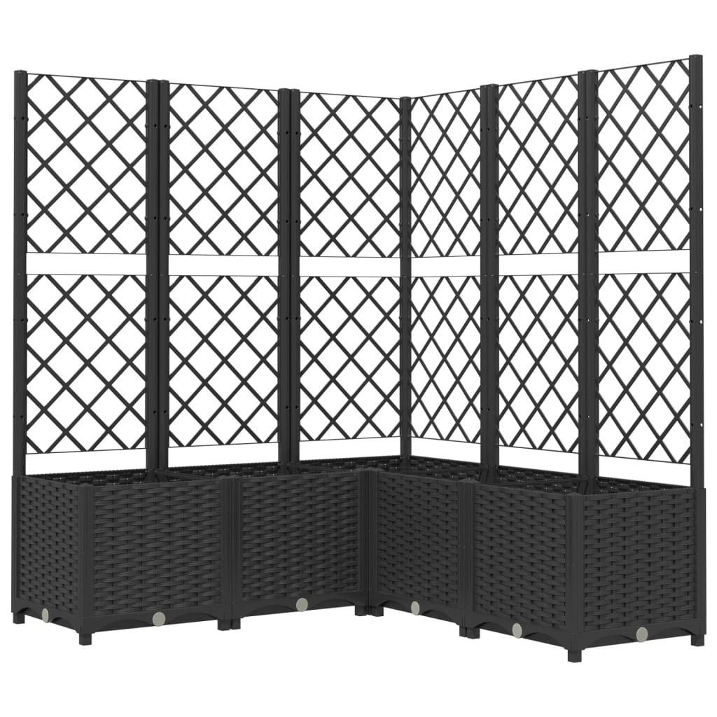 vidaXL Jardinera con enrejado PP negro 120x120x136 cm
