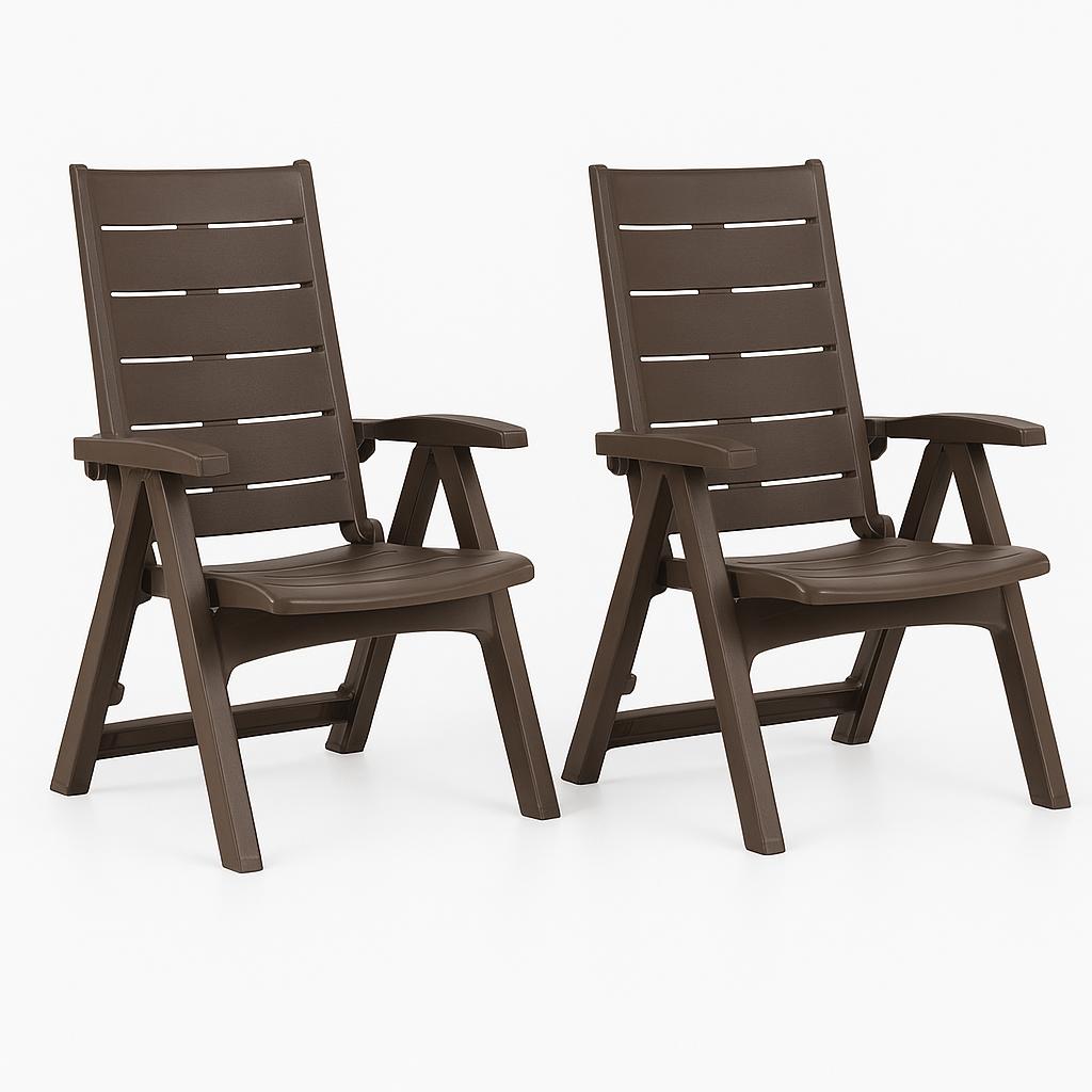 SP Berner - Sillón Reclinable Legno (Pack de 2) - Apto para Exterior, Multiposiciones y Plegable | Hecho en España con Plástico Reciclado de Alta Calidad