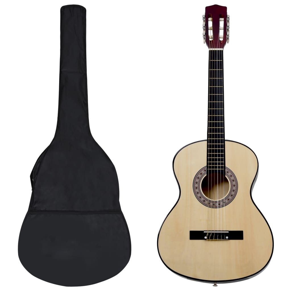 vidaXL Set de Guitarra Clásica para Principiantes Instrumento 8 pzas 3/4 36" Color Marrón oscuro,  Marrón claro,  Azul y mas