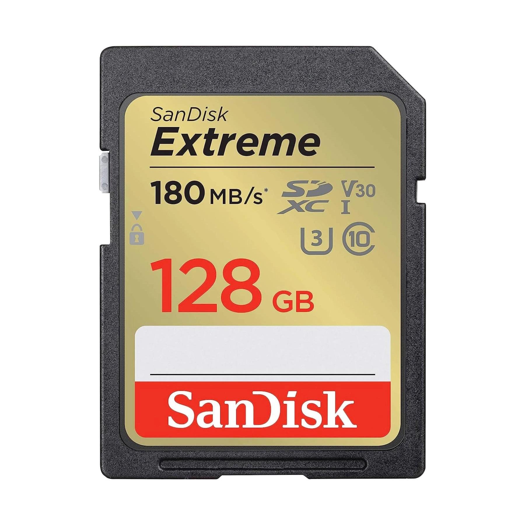SanDisk - Tarjeta de memoria SDXC Extreme 128 GB UHS-I Clase 3 para cámaras, drones y cámaras de acción con lectura hasta 180 MB/s y escritura 60 MB/s