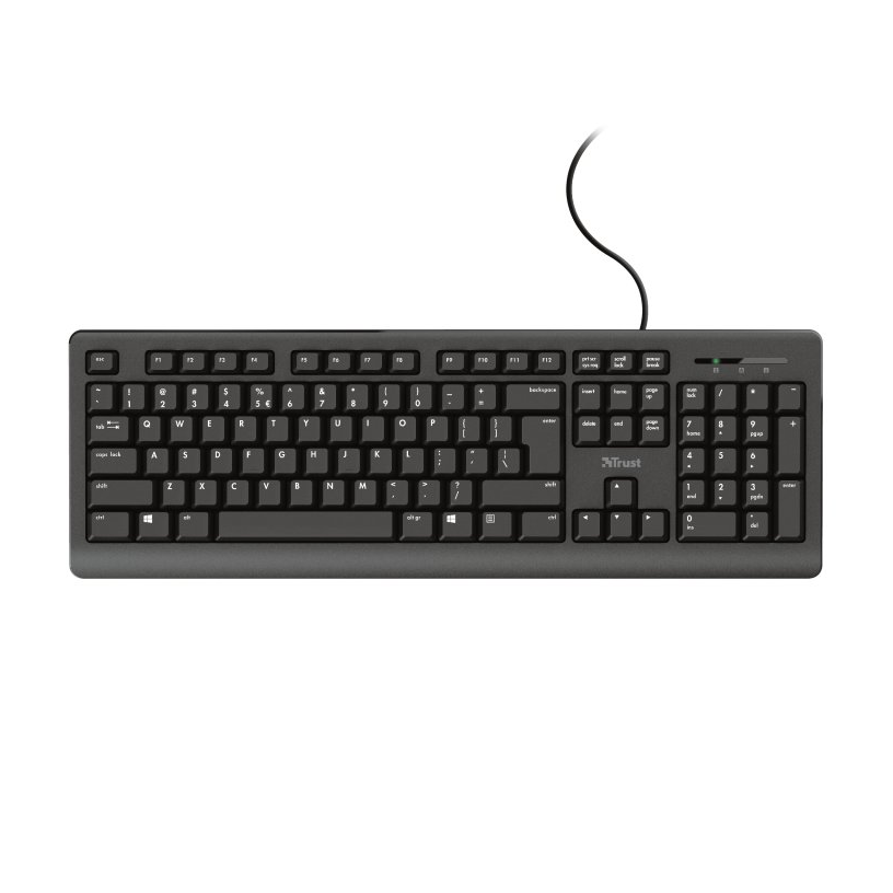 Trust TK-152: Teclado USB Negro Silencioso y Resistente a Líquidos