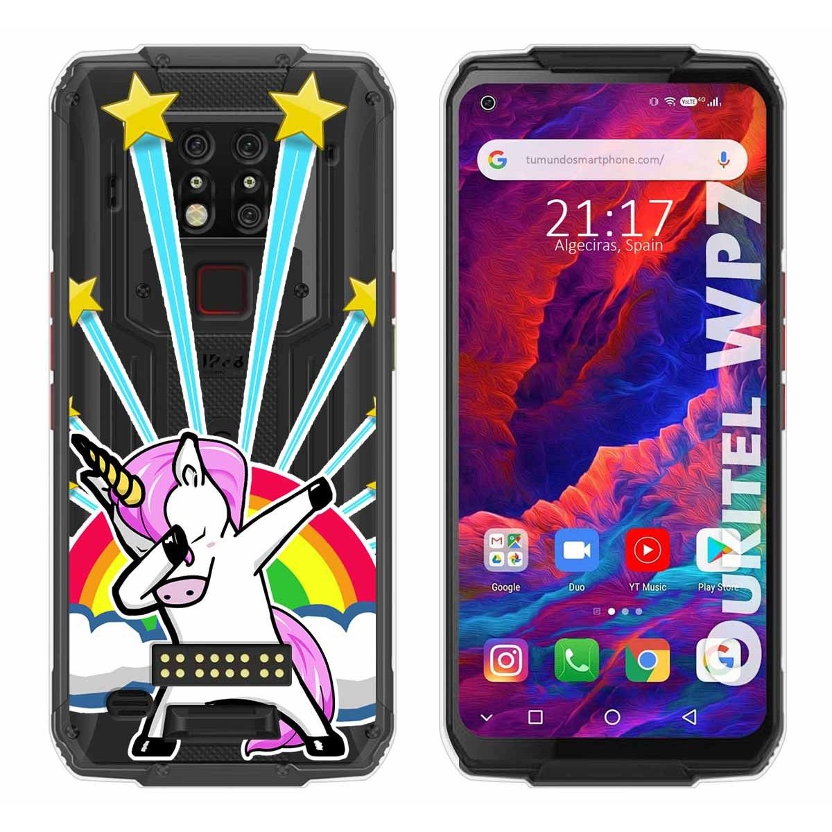 Tumundosmartphone Funda Gel Transparente para Oukitel Wp7 diseño Unicornio Dibujos