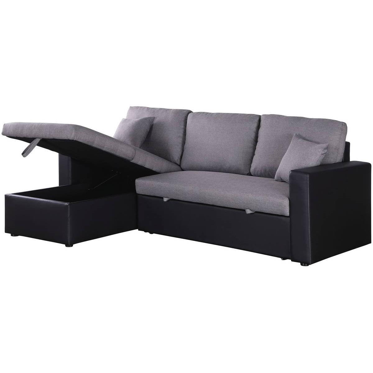 Habitat y Jardin - Sofá esquinero convertible "Alain" - 3 plazas - Gris / Negro