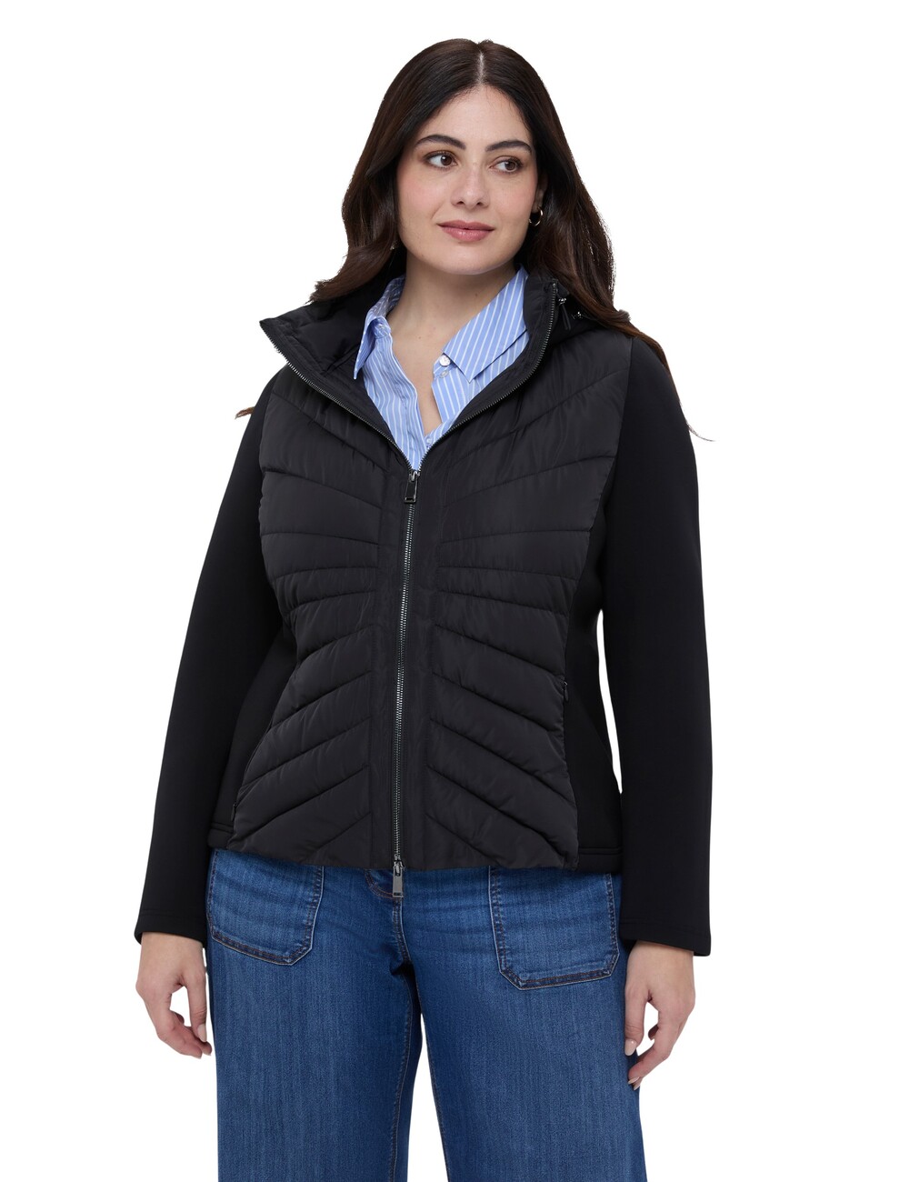 Fiorella Rubino - Plumífero bimaterial acolchado chevron