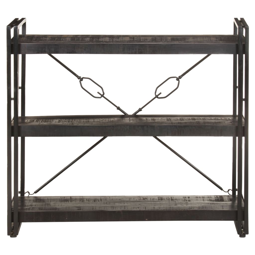 Vidaxl Estantería de 3 Niveles de Madera Maciza de Mango 90x30x80cm en Marrón y Negro