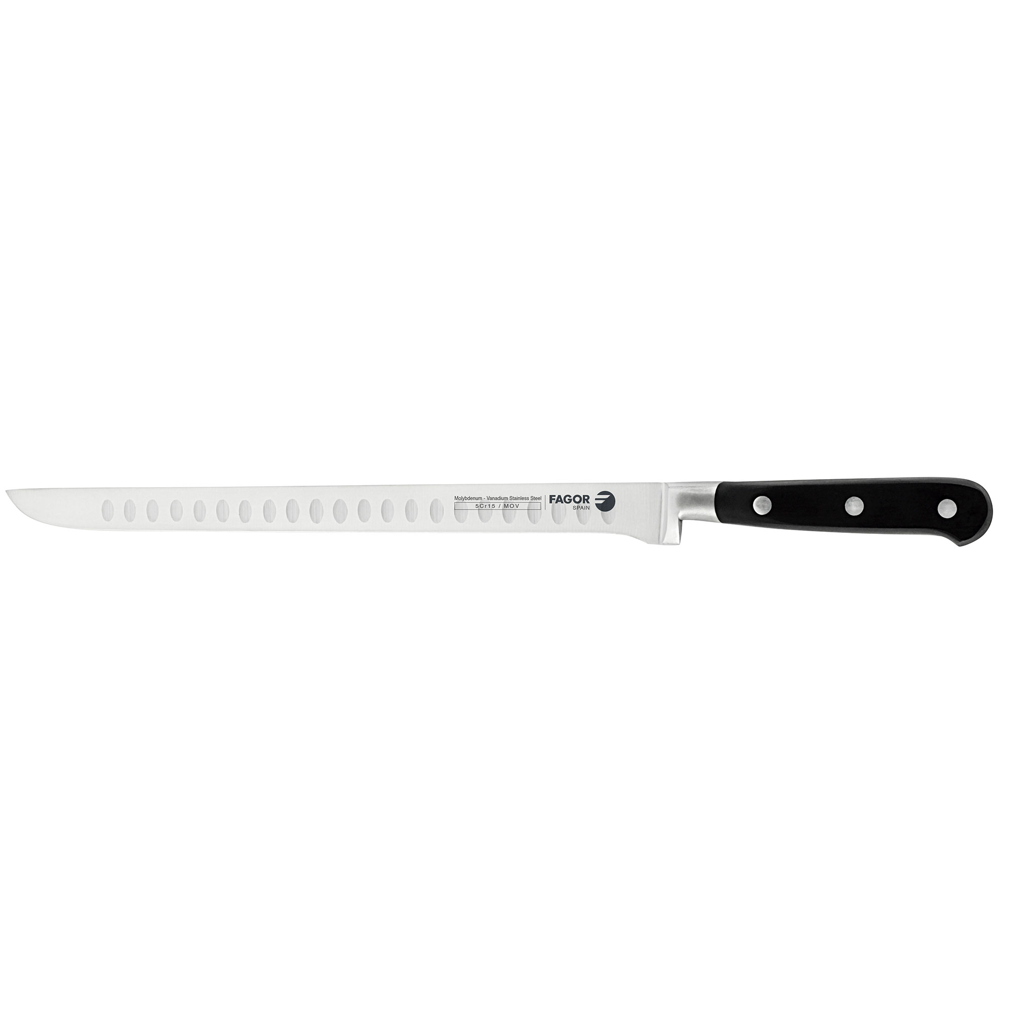 FAGOR Couper Cuchillo Cocina Jamornero Profesional 25 cm Hoja Acero Inoxidable Grosor 2 mm, Mango Ergonómico, ,