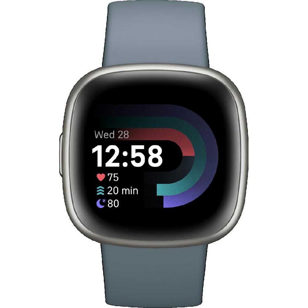 fitbit versa 4 Waterfall Blue Platinum