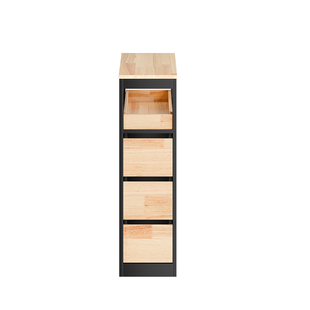 SoBuy Mueble auxiliar de baño negro con 4 ruedas, 3 cajones y estante, 23x65x82 cm