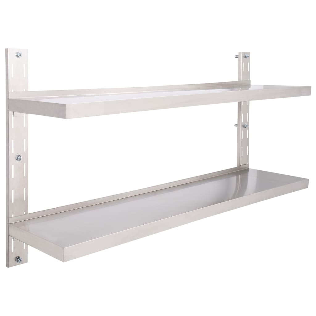Vidaxl Estantería de Pared Flotante de Acero Inoxidable 2 Niveles 100x30 Cm