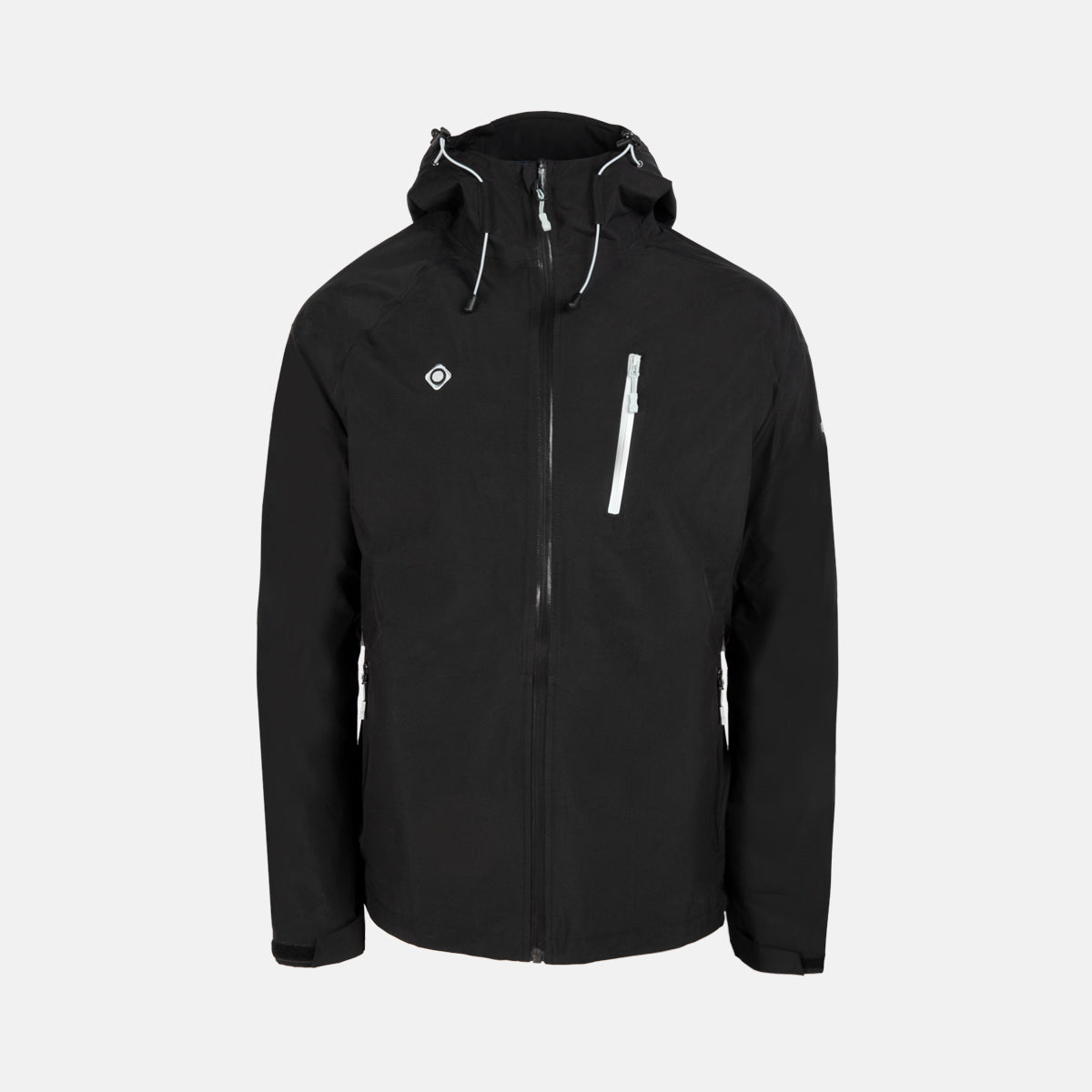 Izas - Chaqueta Impermeable para Hombre - Chaqueta con Cierre y Bolsillos de Cremallera - Chaqueta Técnica con Capucha Fija y Ajustable - Ideal para Actividades al Aire Libre - Karako Negro - 3XL