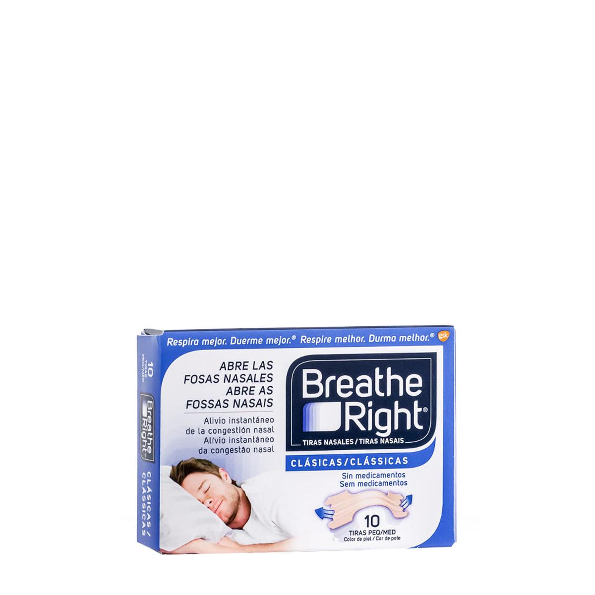 Tiras nasales breathe right tamaño pequeño-mediano 10 unidades