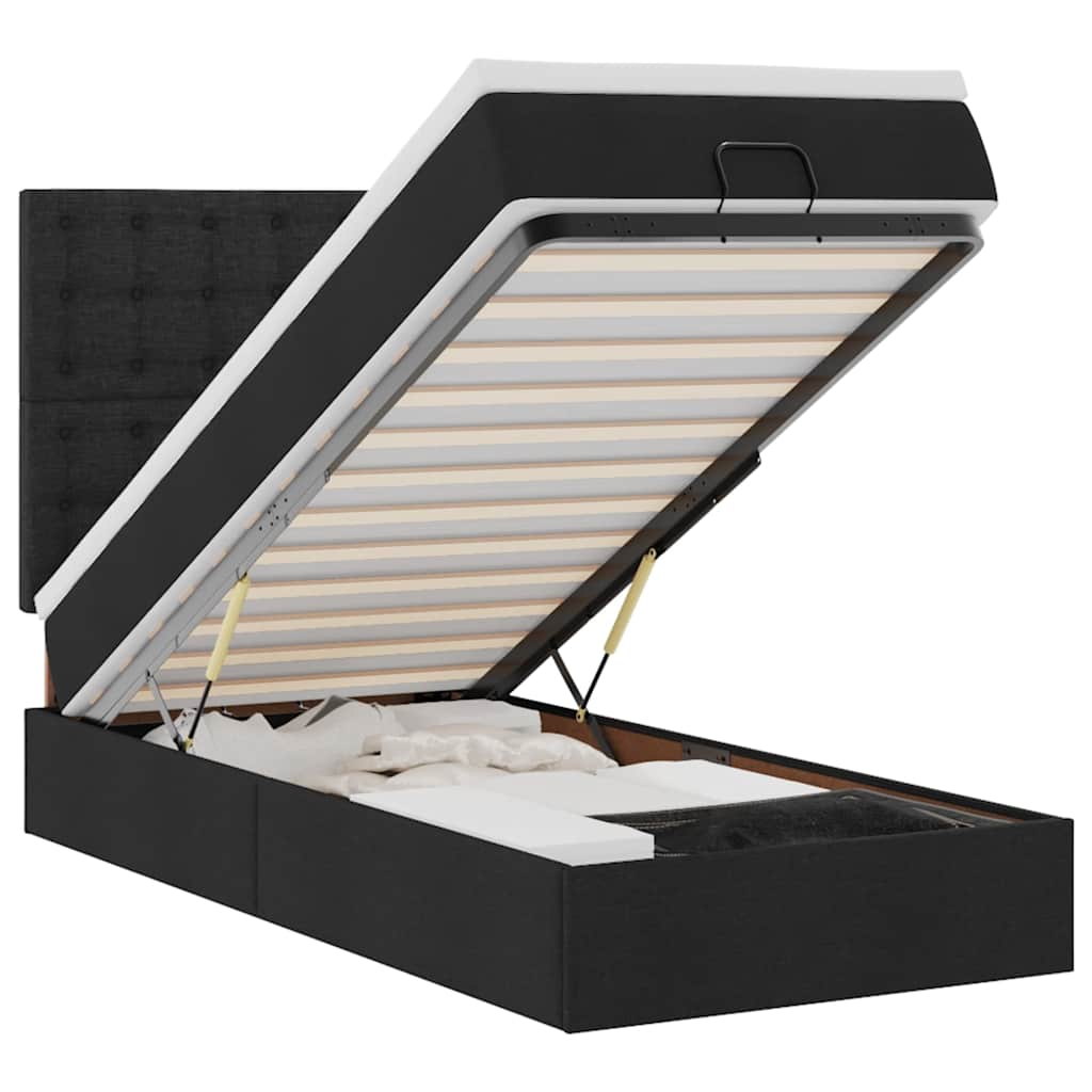 vidaXL Estructura de cama otomana colchón tela negro 100x200cm