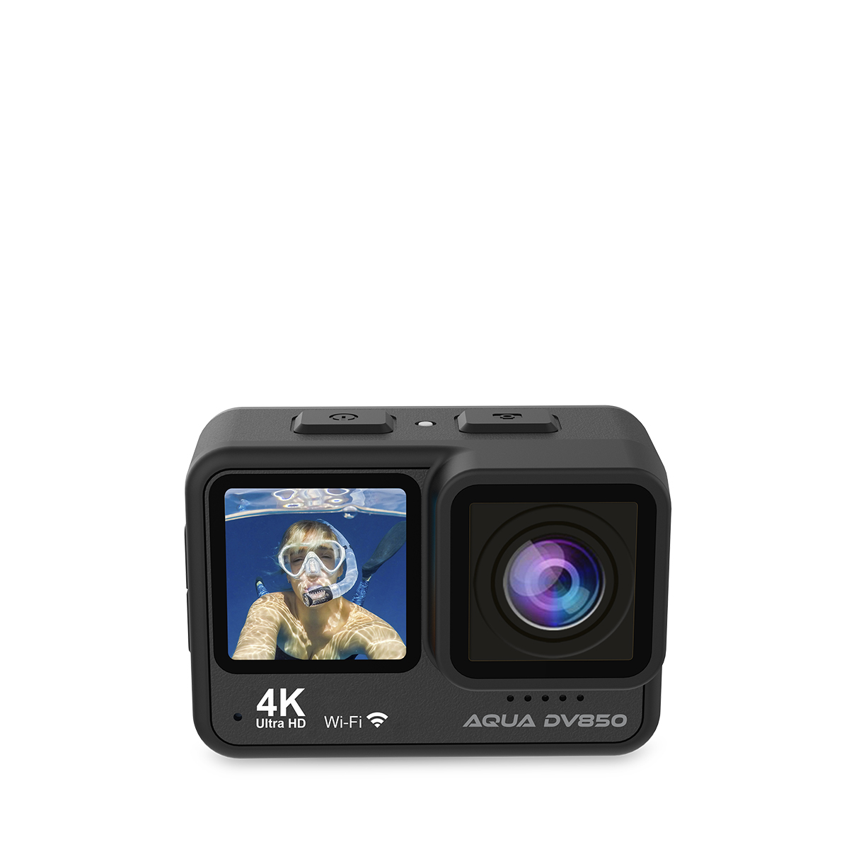 PRIXTON Cámara Deportiva AQUA DV850, WiFi, App Móvil, Doble Pantalla LCD IPS, Resolución 4K y 24M, Estabilizador de Imagen EIS, Sumergible, Autonomía 1,5h, Tarjeta SD hasta 128GB