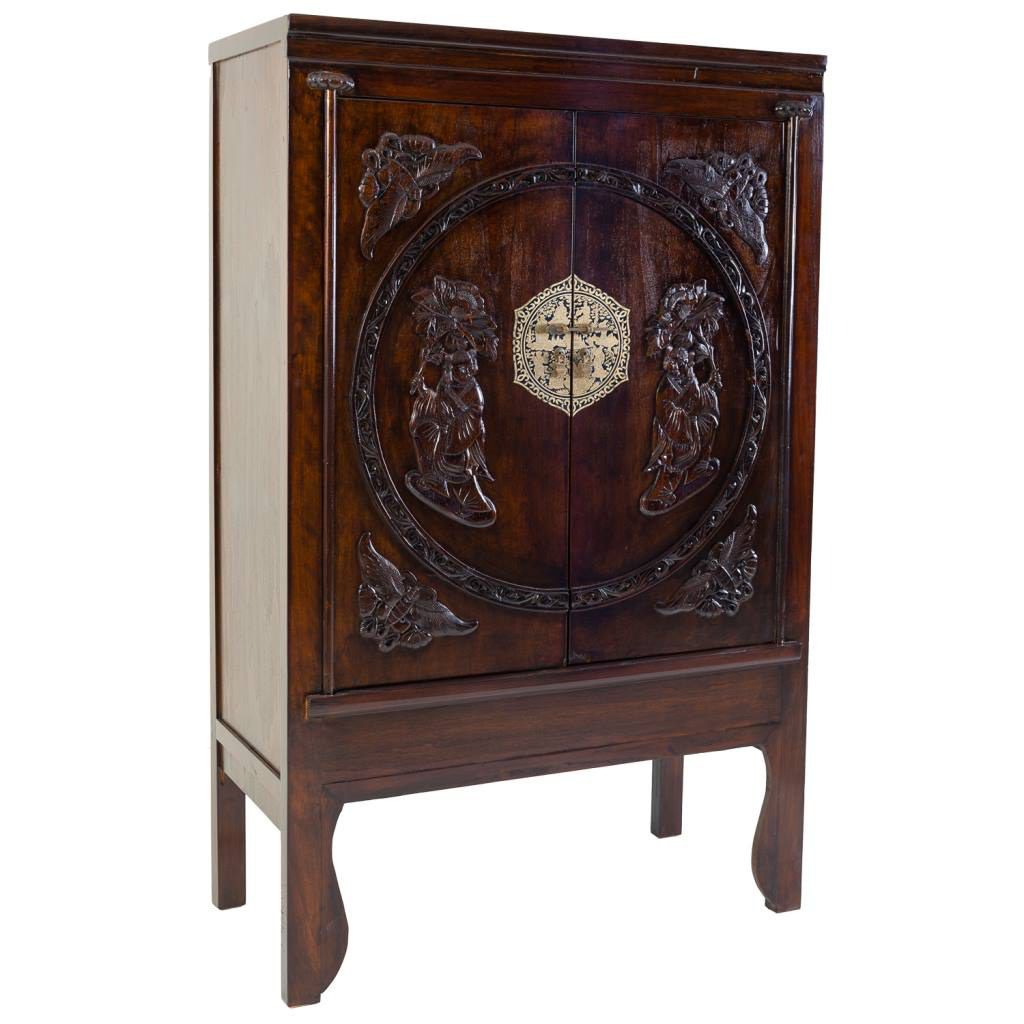 WANDERLUST DECO Armario de madera marrón 105x47x170h cm.Tiene 1 puerta