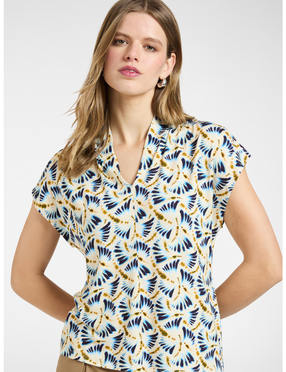 Elena Mirò - Camiseta estampada con cuello en V