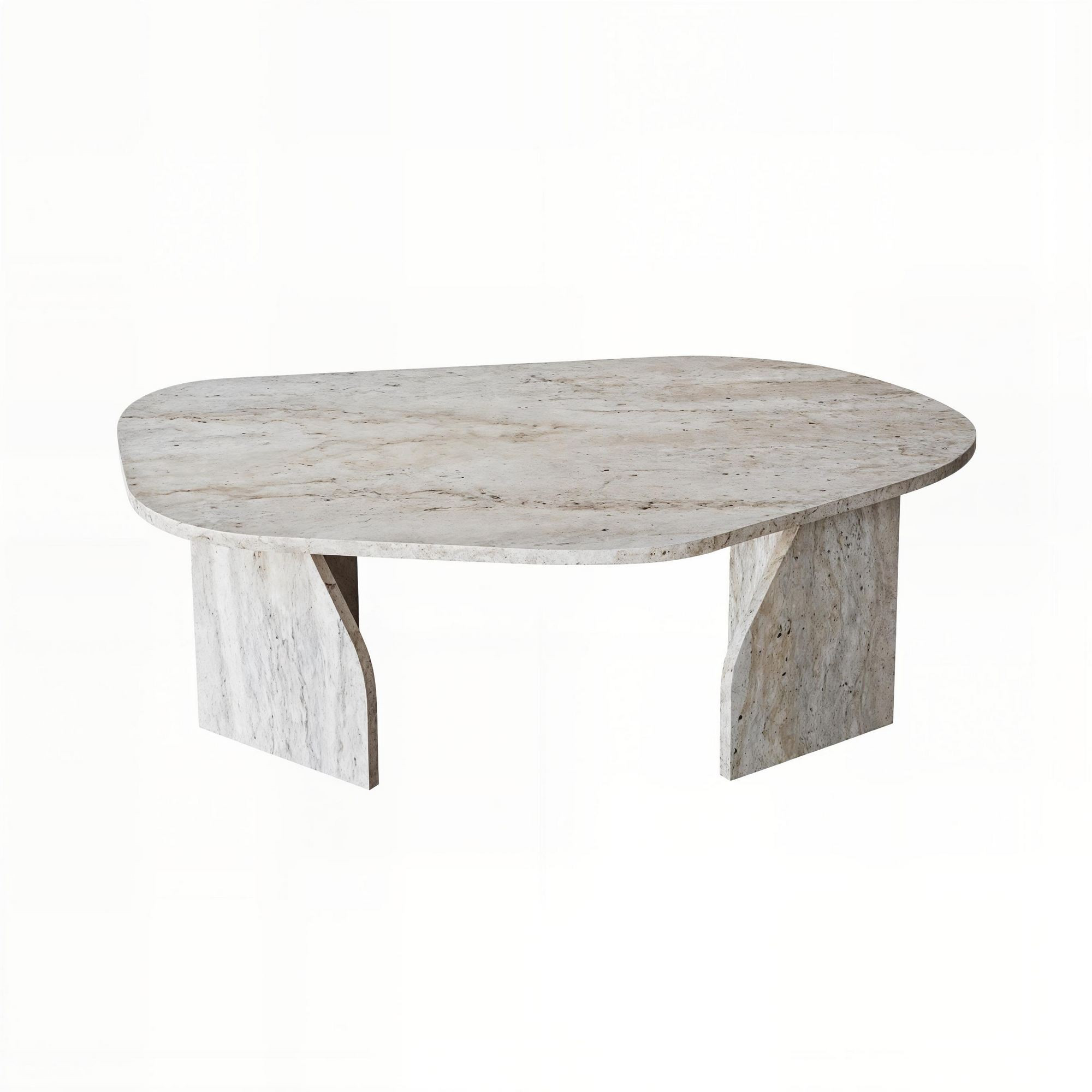 Habitat y Jardin - Mesa baja de madera "Rock" 100 x 60 x 35 cm - Travertino