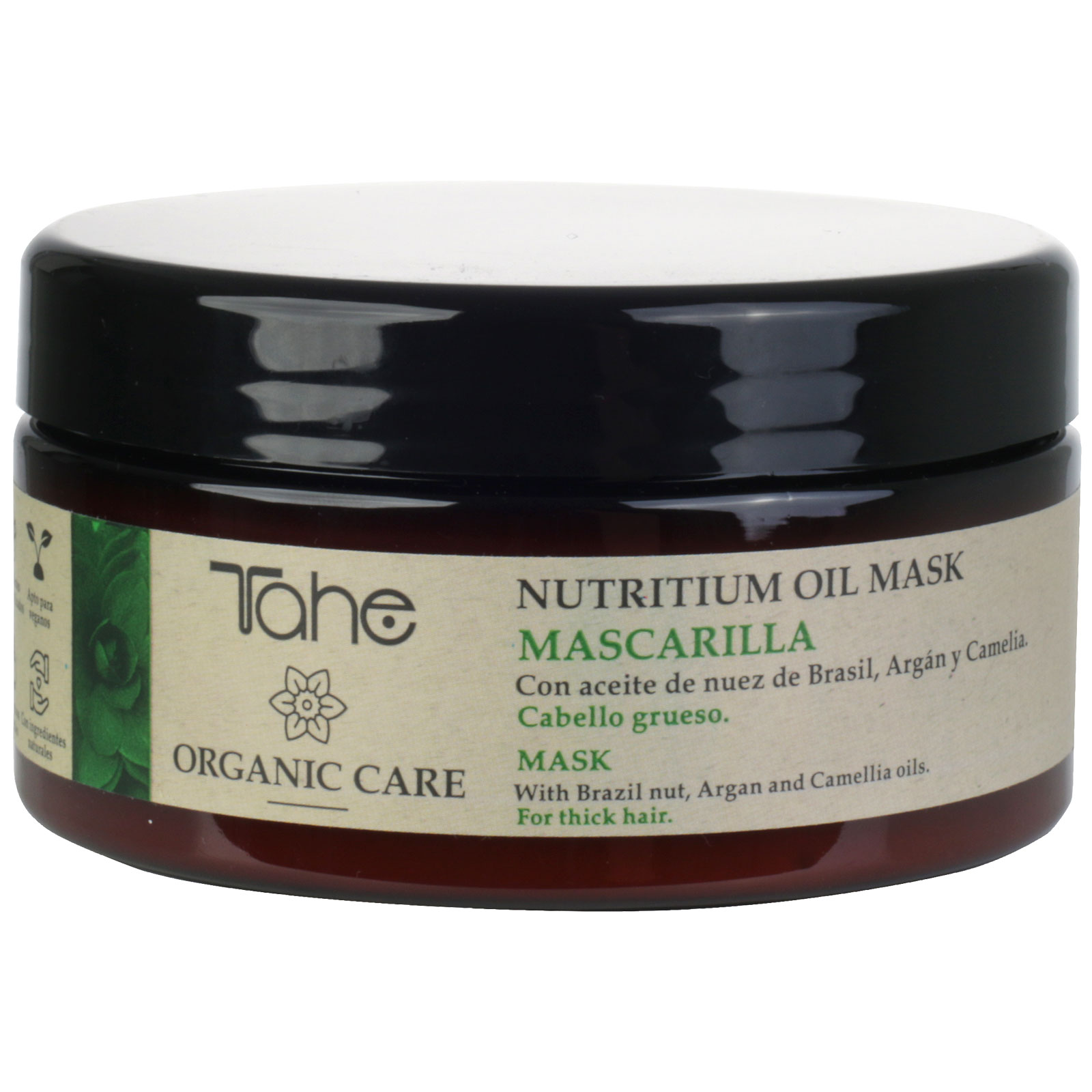 Tahe Organic Care Mascarilla Nutritium Oil para cabello grueso con Aceites de Nuez de Brasil, Argán y Camelia, 300 ml