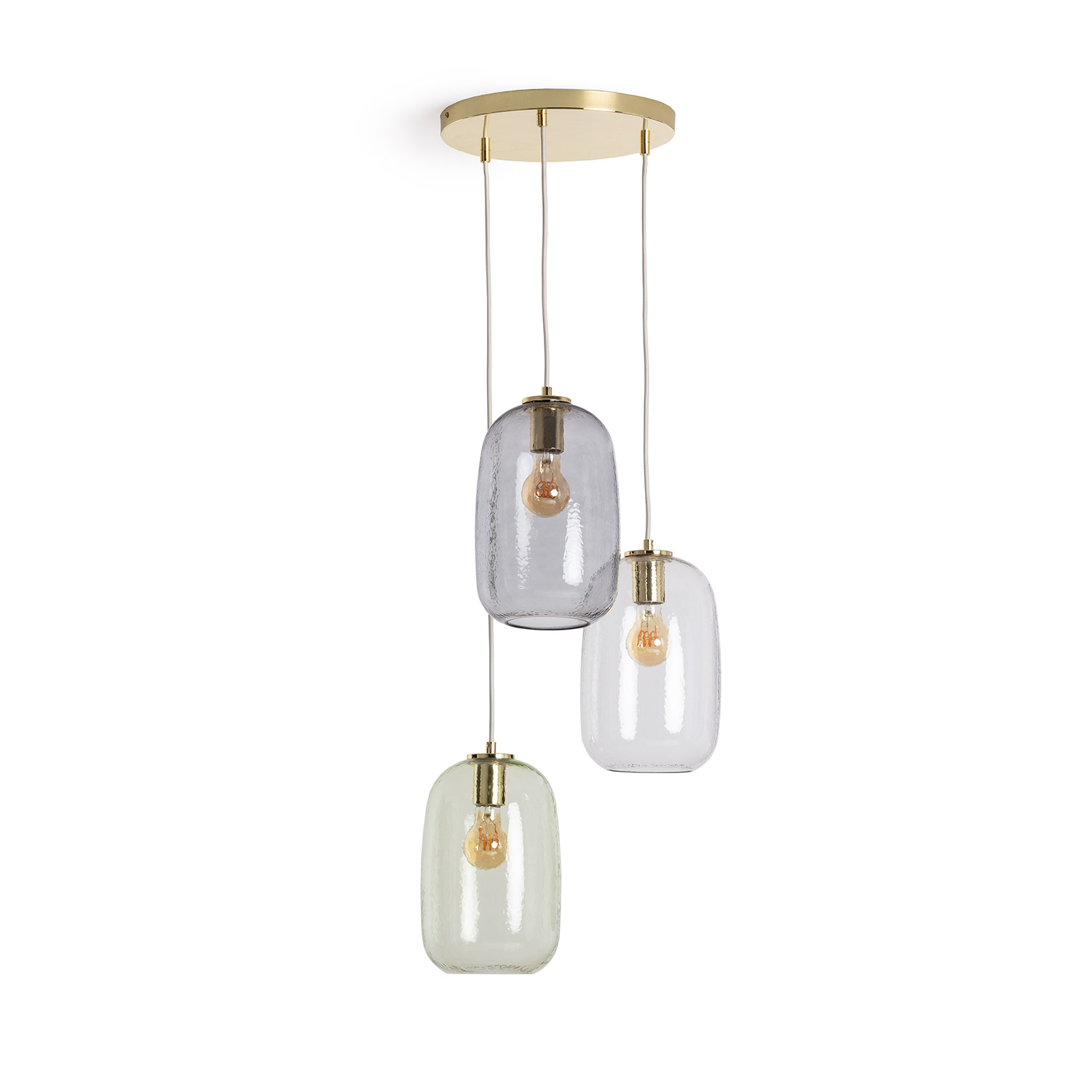 Ledkia Lámpara Colgante Cristal Vintage con Tulipas Ahumadas