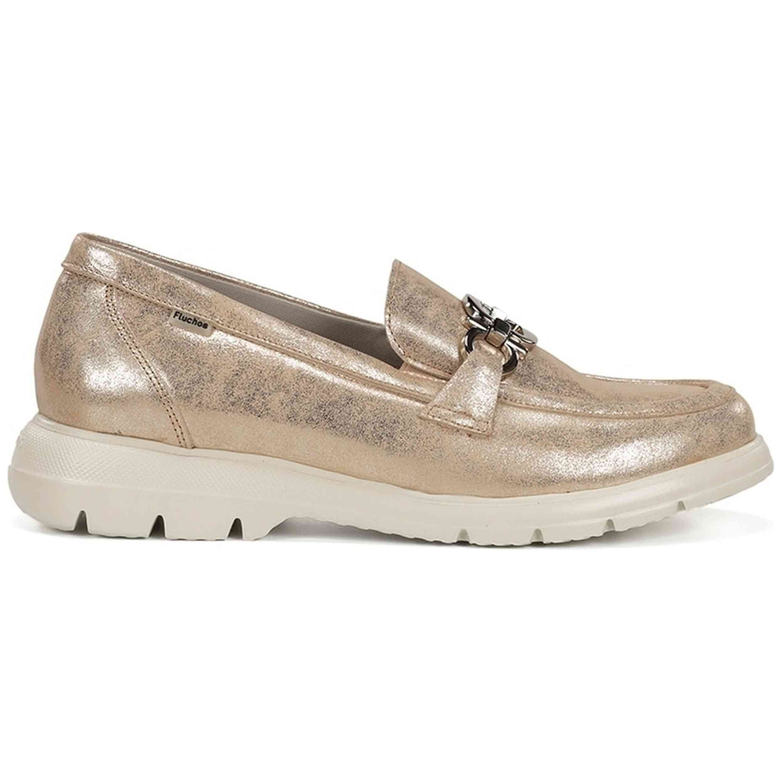 Mocasines Fluchos modelo F2282 para Mujer en color Plateado