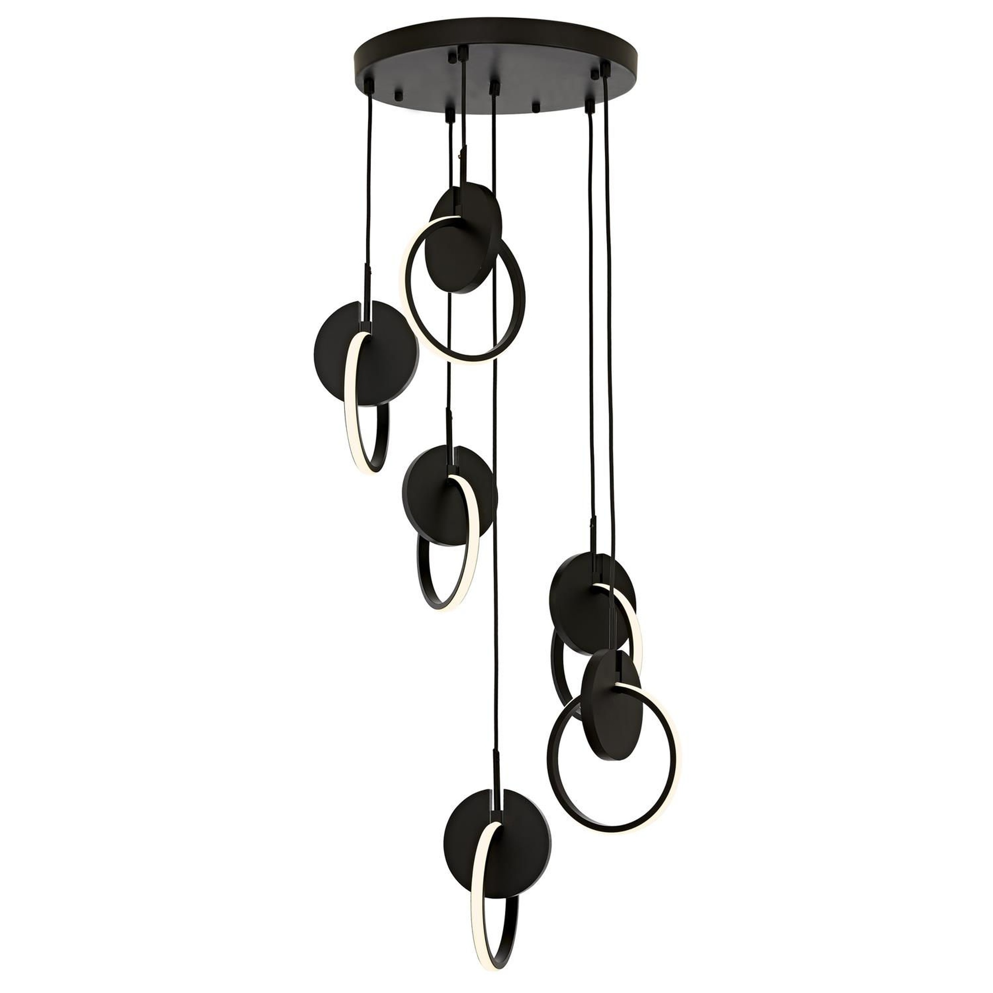 Lámpara de techo WELLHOME colgante con base circular elaborada de metal y vidrio plexi en color negro