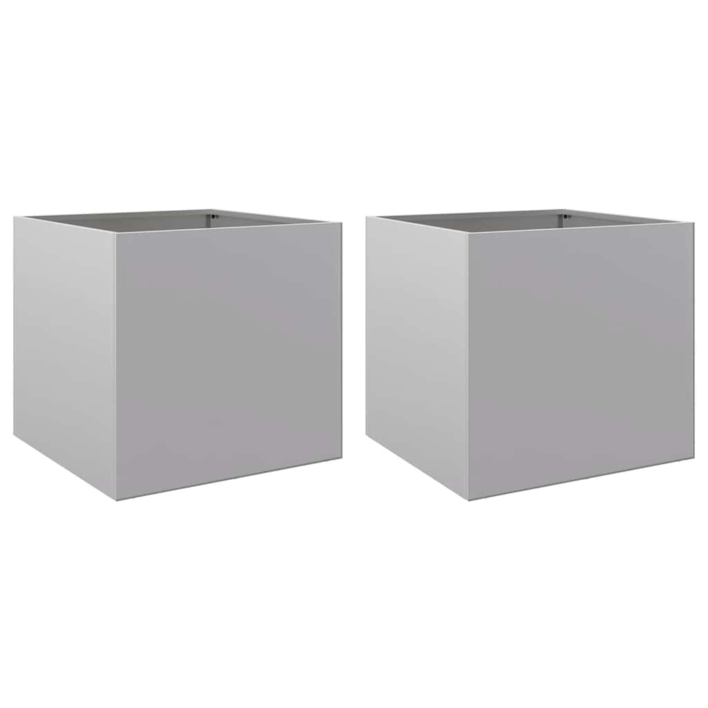 vidaXL Jardineras 2 unidades acero galvanizado plateado 49x47x46 cm en color Acero galvanizado/gris/Acero/Blanco