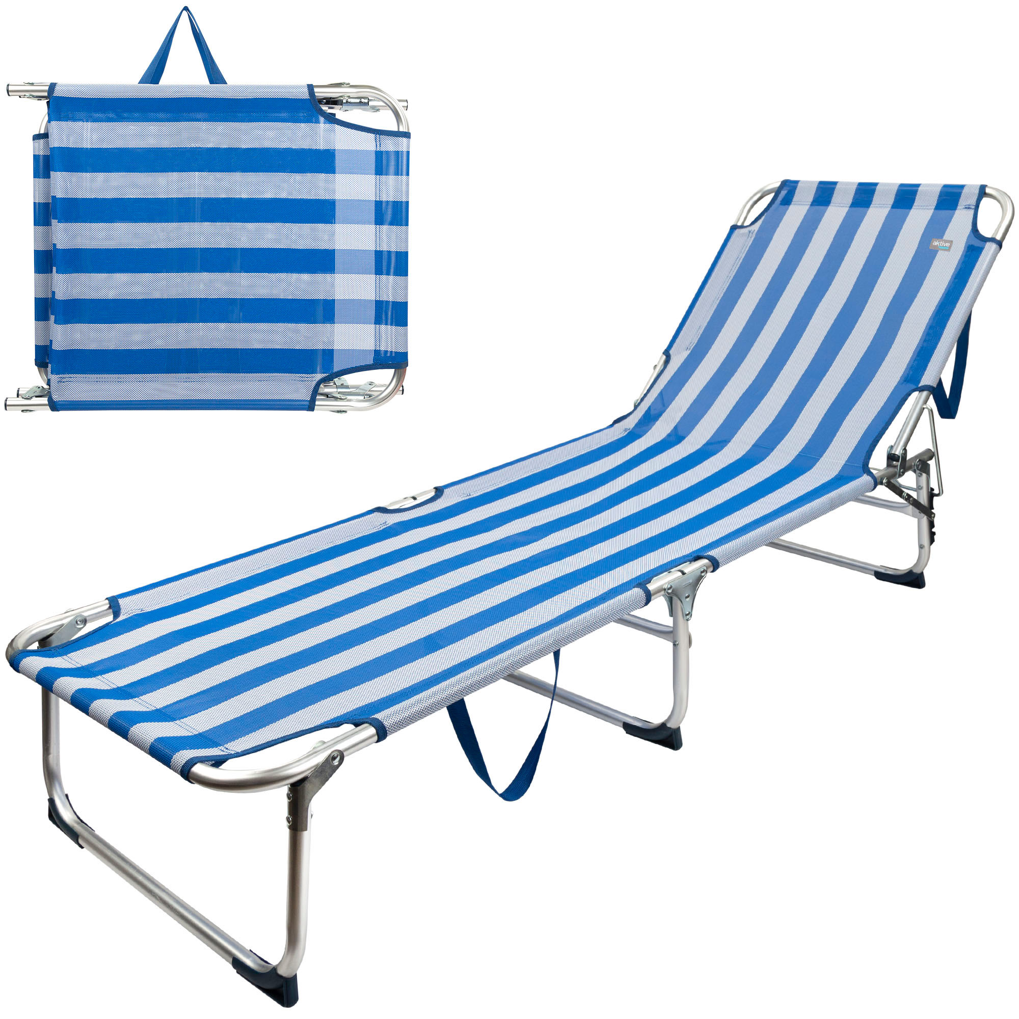 Aktive - Tumbona plegable de aluminio 3 posiciones Aktive Beach, Tumbona de playa, Tumbona de jardín