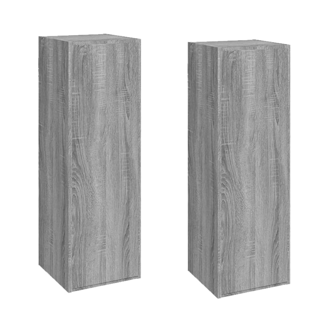 vidaXL Mueble de TV 2 uds madera ingeniería gris Sonoma 30,5x30x90 cm