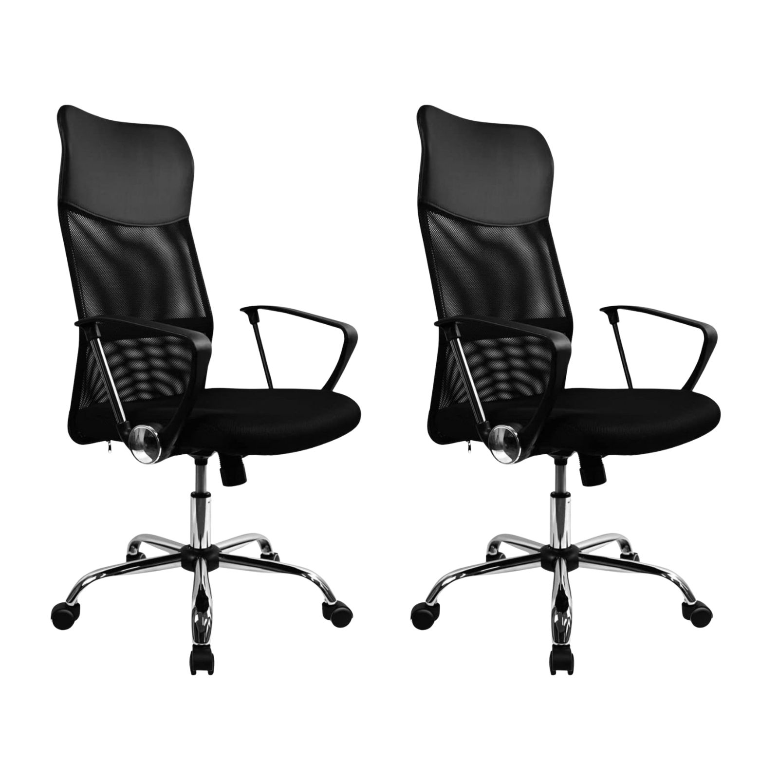 DASCK Pack 2 Sillas de Oficina Ergonómicas Negra Respaldo Alto | Malla Transpirable Altura Ajustable