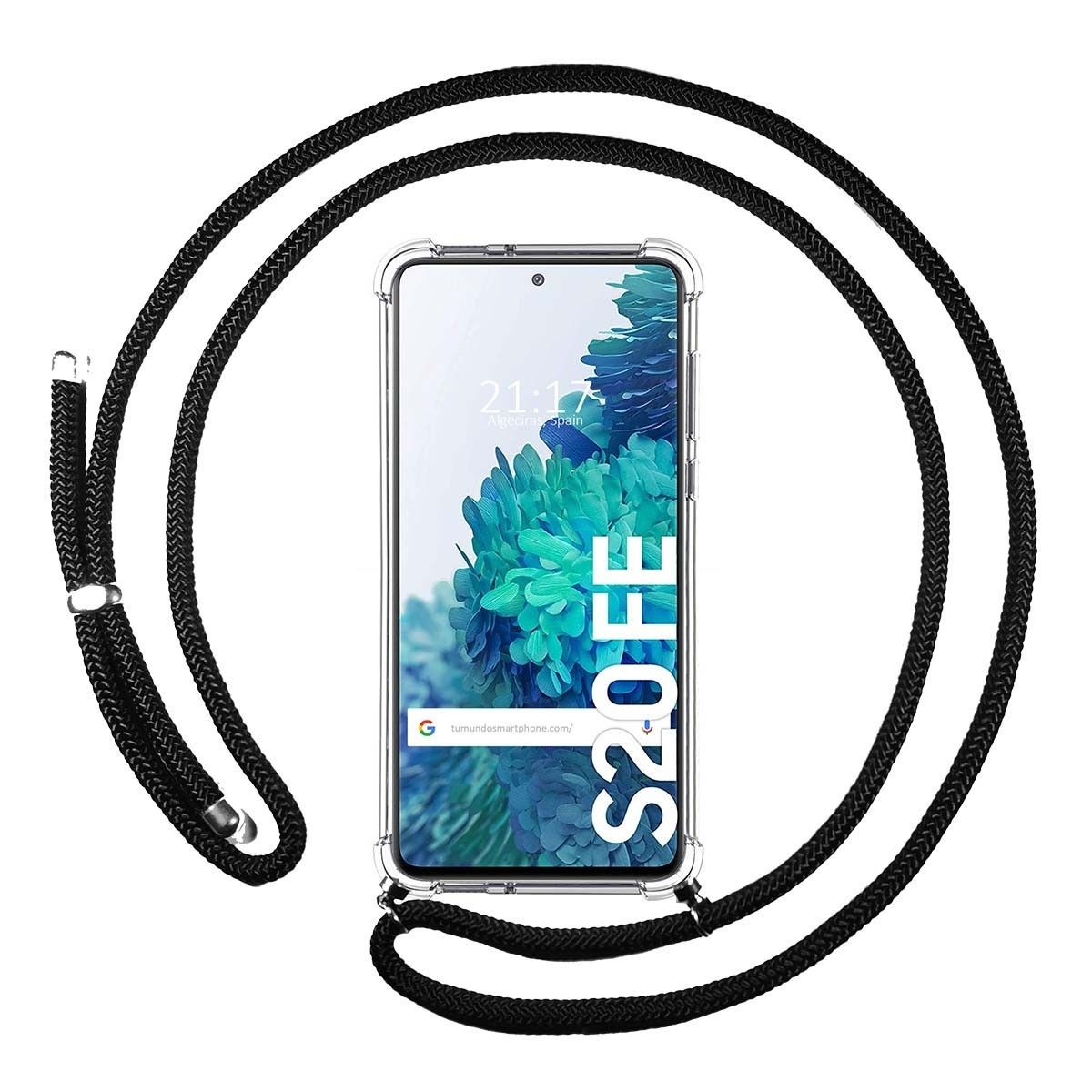 Tumundosmartphone Funda Colgante Transparente para Samsung Galaxy S20 FE con Cordon Negro