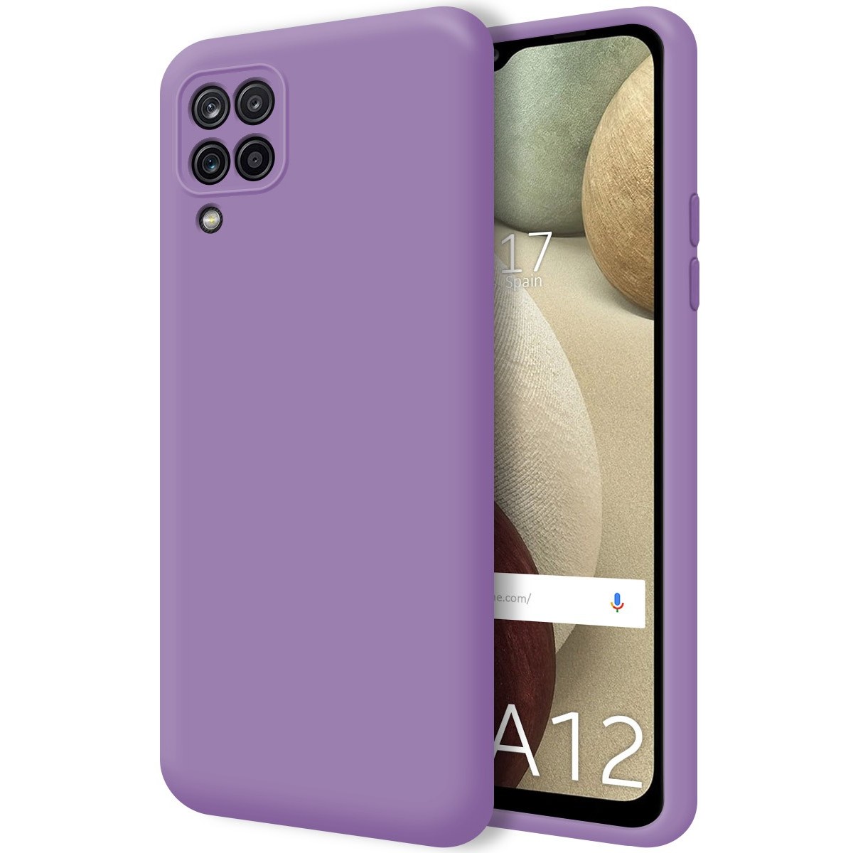Tumundosmartphone Funda Silicona Líquida Ultra Suave para Samsung Galaxy A12 / M12 color Morada