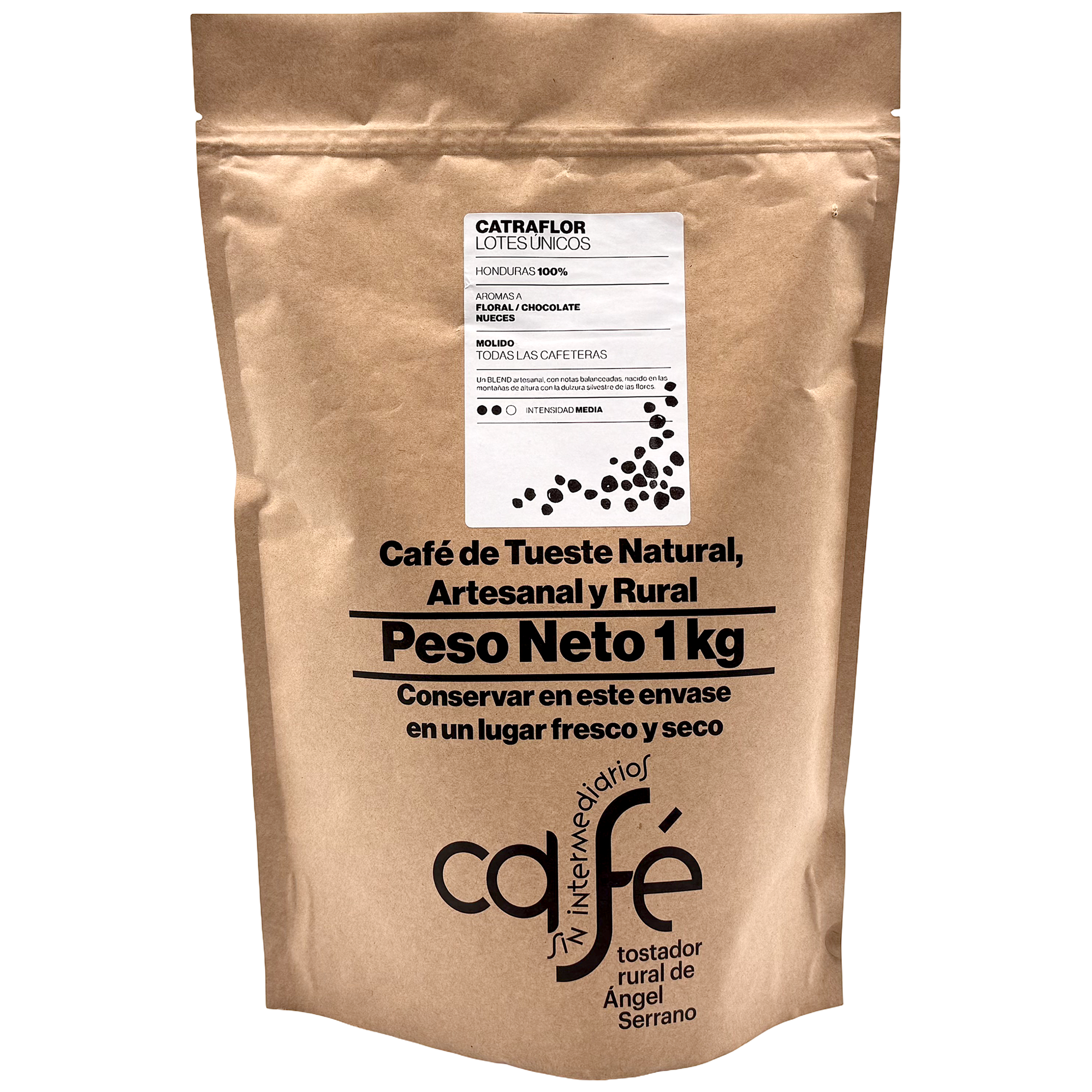 CAFE SIN INTERMEDIARIOS - Catraflor - Molido para Cafeteras Polivalentes - Tostado semanal - Envasado al envío - Intensidad de sabor media - Ideal para Café con Leche Vegetal/Solo