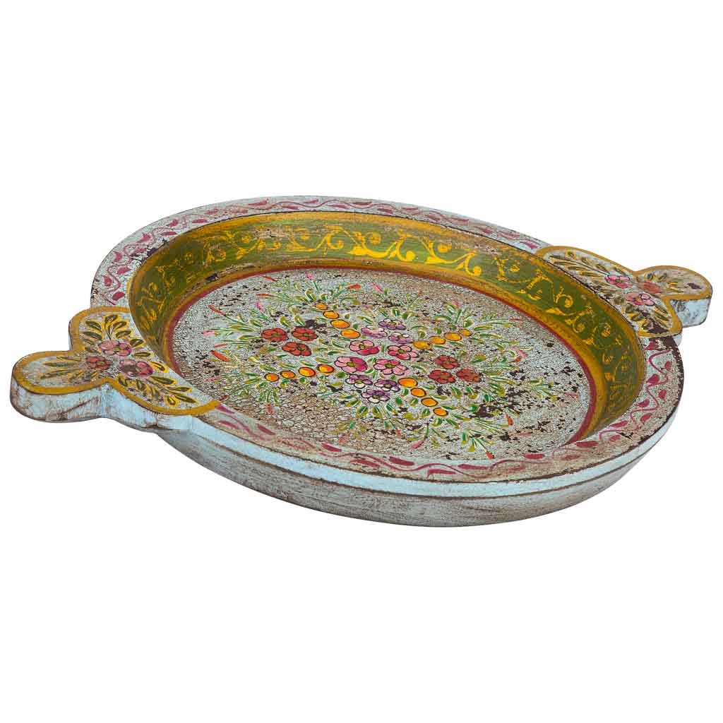 Wonderlust Deco - Bandeja de madera pintado artesanal verde 50x39x5h cm Multicolor 50x39x5h cm