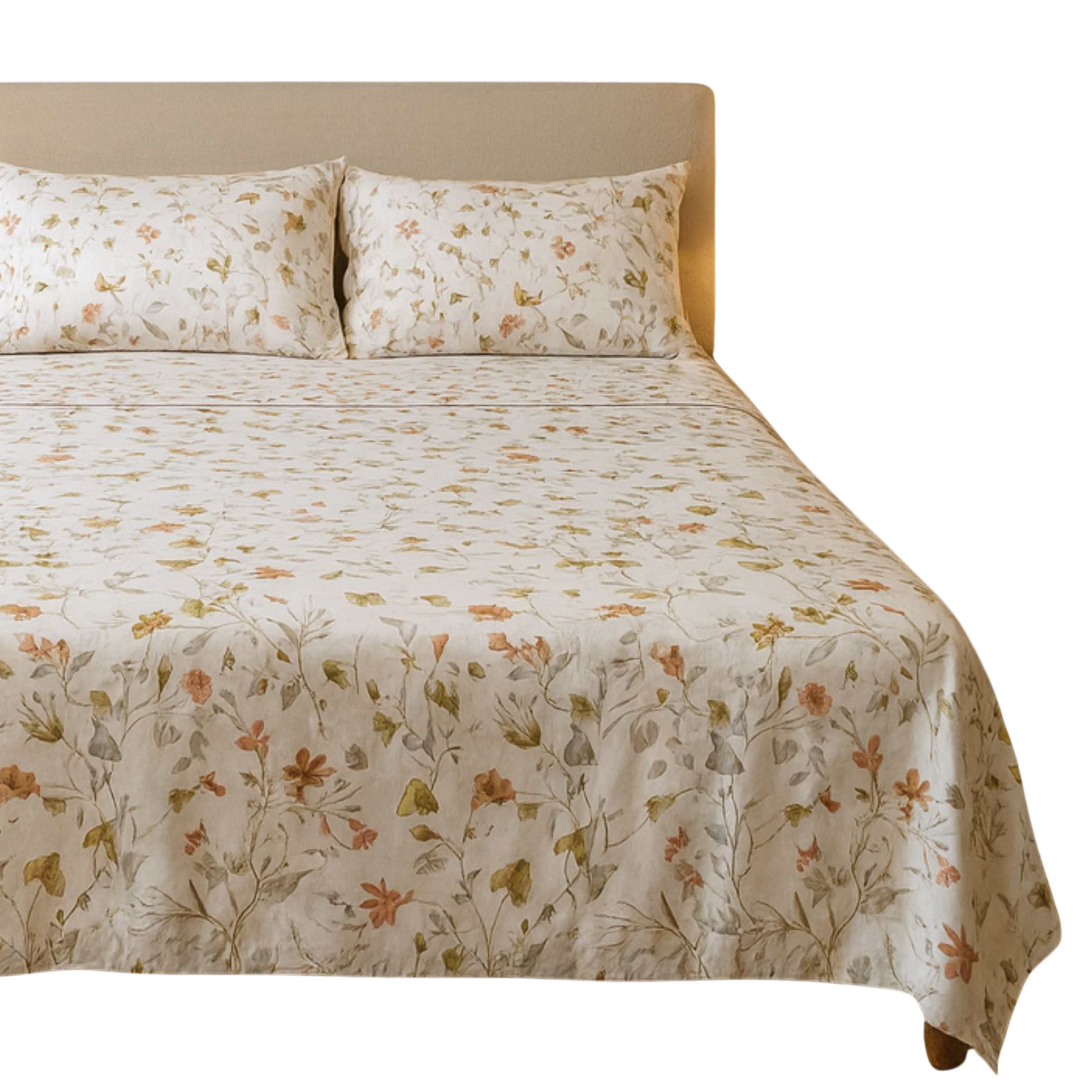Juego de Sábanas 3/4 Piezas 100% Algodón Alo Home Flores Rosa Cama de 90/135/150 cm + Funda de Almohada + Bajera Ajustable